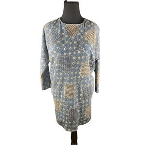 Zara basic oversized printed long sleeve mini dress small funky print